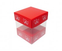 Skylinebox L80xW80xH80mm exterior Double hearts red/white